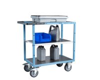 Servante mécano-soudée 3 plateaux tôle galvanisée 400 kg 850 x 500 mm roue TPE
