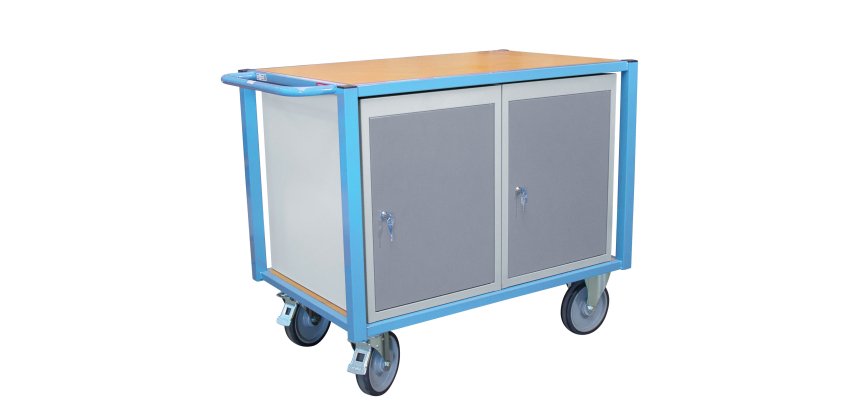 Servante établi équipée 2 blocs porte plateau médium 1060 x 680 mm 500 kg roue TPE