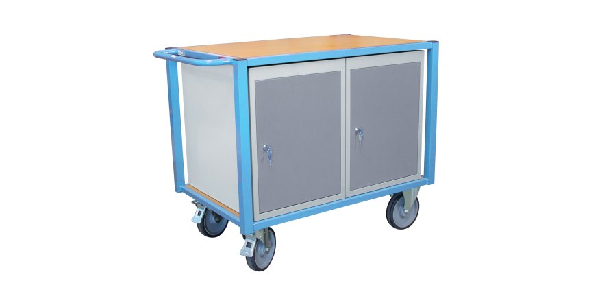 Servante établi équipée 2 blocs porte plateau médium 1060 x 680 mm 500 kg roue TPE