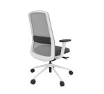 Chaise de bureau ROCKIT tissu et maille - Dossier haut - accoudoirs 1D - structure blanche