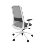 Chaise de bureau ROCKIT tissu et maille - Dossier haut - accoudoirs 1D - structure blanche