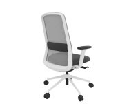 Chaise de bureau ROCKIT tissu et maille - Dossier haut - accoudoirs 1D - structure blanche