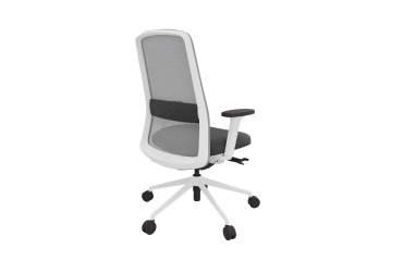 Chaise de bureau ROCKIT tissu et maille - Dossier haut - accoudoirs 1D - structure blanche