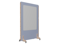 Cloison acoustique Enzo PET 24 mm avec tableau d'écriture émaillé blanc  - sur roulettes  L 120 x H 170 cm