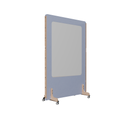 Cloison acoustique Enzo PET 24 mm avec tableau d'écriture émaillé blanc  - sur roulettes  L 120 x H 170 cm