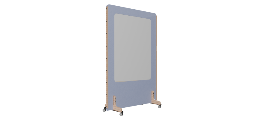 Cloison acoustique Enzo avec tableau d'écriture émaillé blanc  - sur roulettes  L 120 x H 170 CM
