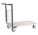 Chariot modulaire grillagé 1 dossier plateau tôle galvanisée 1000 x 600 mm 250 kg