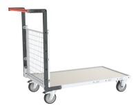 Chariot modulaire grillagé 1 dossier plateau tôle galvanisée 1000 x 600 mm 250 kg