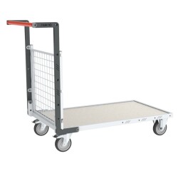Chariot modulaire grillagé 1 dossier plateau tôle galvanisée 1000 x 600 mm 250 kg
