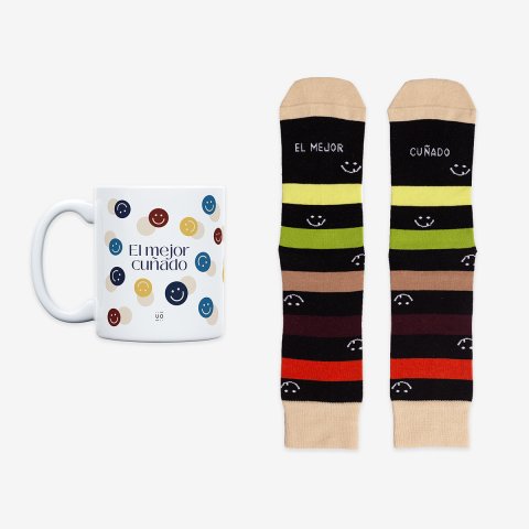 Kit Taza + Calcetines "El mejor cuñado" Fam Talla 42-46