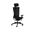 Chaise de bureau ergonomique MARTI tissu et maille, avec accoudoirs 3D et appui-tête, mécanisme synchrone, pieds noirs