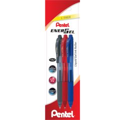 Bolígrafo Energel retráctil Multitec - Blister 3 unidades negro, azul, rojo.