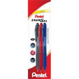 Bolígrafo Energel retráctil Multitec - Blister 3 unidades negro, azul, rojo.