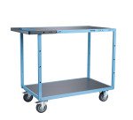 Servante mécano-soudée 2 plateaux tôle galvanisée 250 kg 1000 x 600 mm roue TPE
