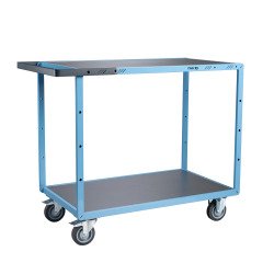 Servante mécano-soudée 2 plateaux tôle galvanisée 250 kg 1000 x 600 mm roue TPE