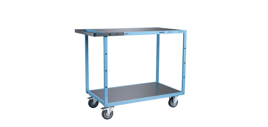 Servante mécano-soudée 2 plateaux tôle galvanisée 250 kg 1000 x 600 mm roue TPE