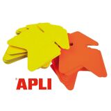 Flèches de signalisation effaçables jaune fluo et orange fluo APLI, 16 x 24 cm, carton 680 g/m², lot de 10