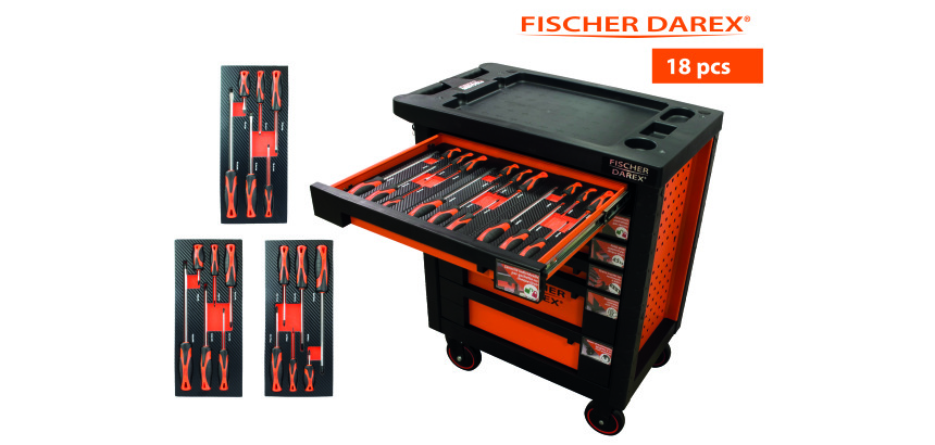 Servante équipée de 18 outils avec 3 modules