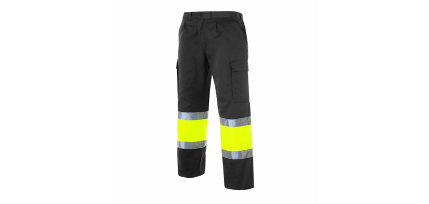 Pantalón multibolsillos alta visibilidad bicolor