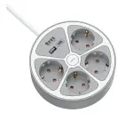 Base múltiple de alimentación 4 enchufes con interruptor mas carga por USB TM Electron.