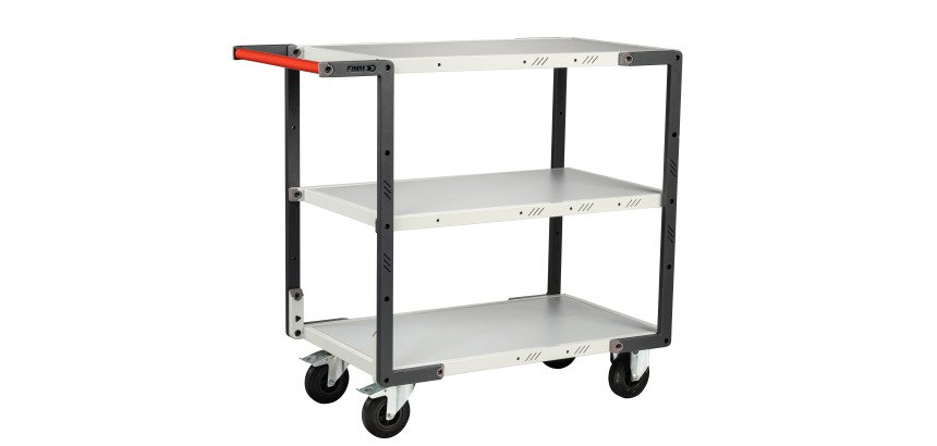 Servante montée 3 plateaux mélaminés 250 kg 850 x 500 mm roue caoutchouc