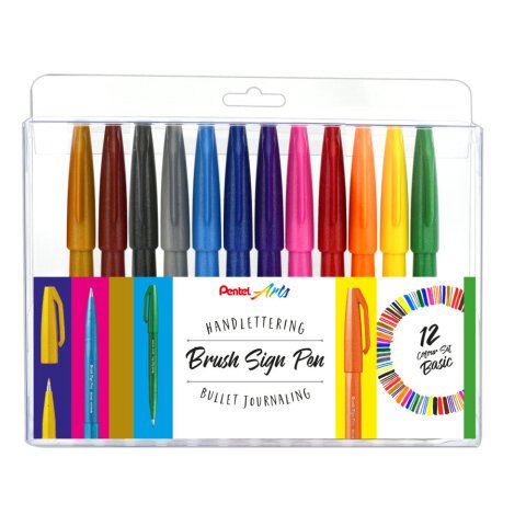 Rotulador Pentel Touch punta de pincel - Estuche 12 surtido