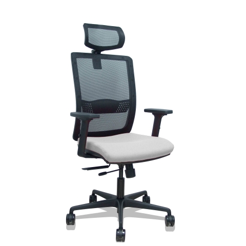 Silla de oficina Haches con reposabrazos 2D y cabecera - Gris claro