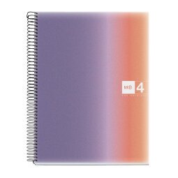 Notebook Aurora, Couverture souple, A4, quadrillage 5x5 mm, 120 feuilles de 4 couleurs, Miquelrius, Provence.
