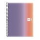 Notebook Aurora, Couverture souple, A4, quadrillage 5x5 mm, 120 feuilles de 4 couleurs, Miquelrius, Provence.
