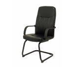 Fauteuil visiteur Villa - piétement luge sur patin - similicuir noir