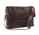 Leather messenger bag with integrated sleeve for 15.6" laptop