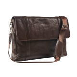 Lederen messenger bag met laptopvak 15,6