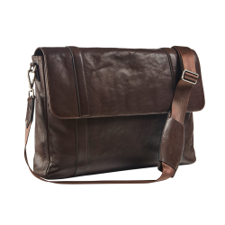 Lederen messenger bag met laptopvak 15,6