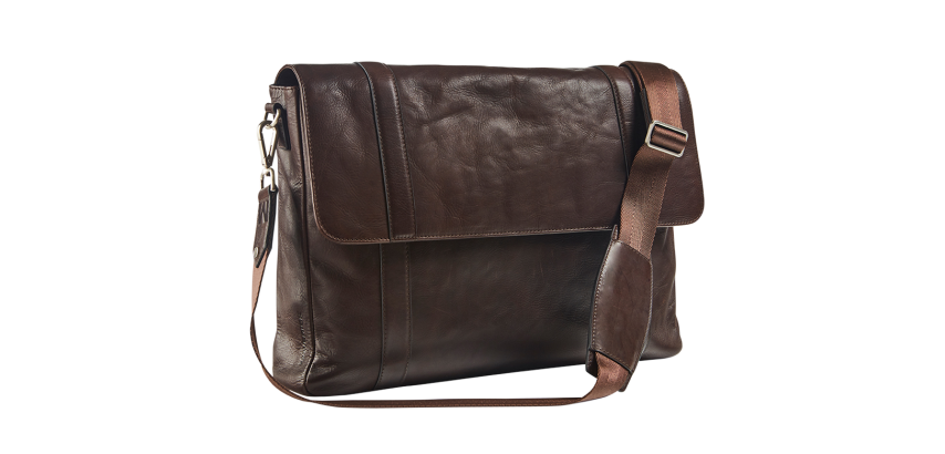 Lederen messenger bag met laptopvak 15,6