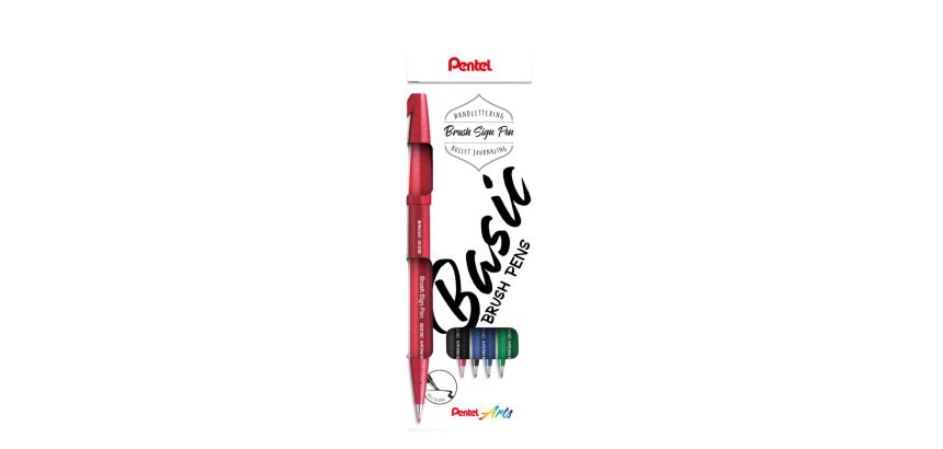 Rotulador Pentel Touch con punta de pincel - Estuche 4 surtido
