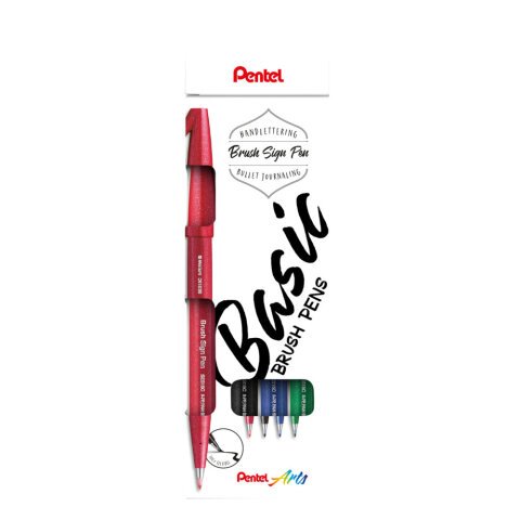 Rotulador Pentel Touch con punta de pincel - Estuche 4 surtido