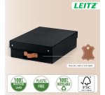 Caja de almacenamiento Leitz Puro con tapa, media baja, 8L, cartón 100% reciclado, paquete de 2 - Negro - 8