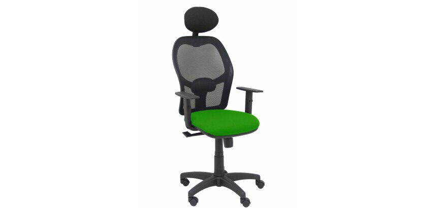Alocén chair in black mesh, adjustable armrests, fixed headrest, Bali seat