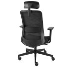 Chaise de bureau ergonomique Nico, tissu et maille, accoudoirs 3D, appui-tête, mécanisme synchrone + réglage profondeur d'assise