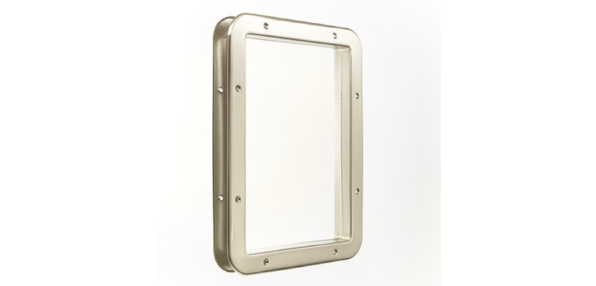 Hublot de porte rectangulaire nickelé mat