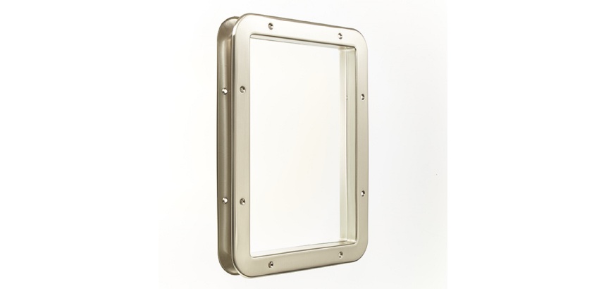 Hublot de porte rectangulaire nickelé mat