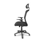 Silla de oficina Parolis respaldo malla negro con cabecero y asiento aran negro