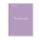 Notebook Emotions, Couverture souple, A4, séyès, 80 feuilles de 1 couleur, Miquelrius, Lilas.
