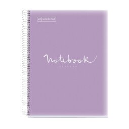 Notebook Emotions, Couverture souple, A4, séyès, 80 feuilles de 1 couleur, Miquelrius, Lilas.
