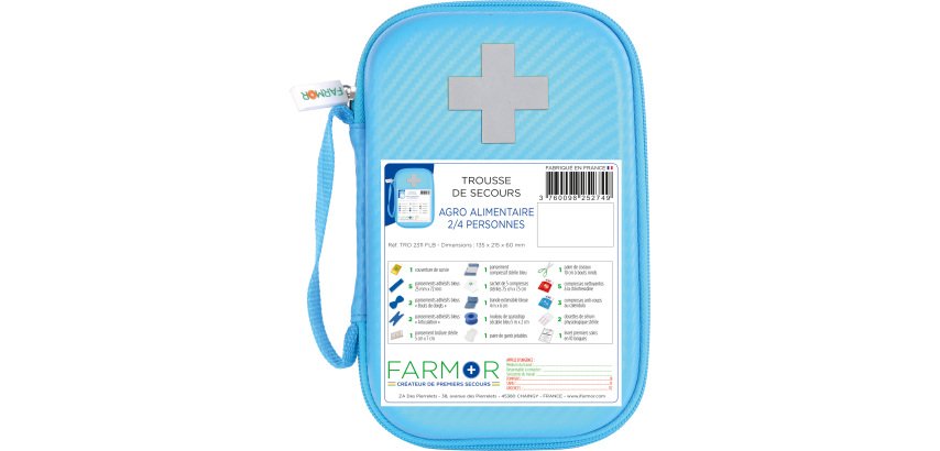 Trousse de secours Agro Alimentaire 2/4 personnes en PU bleu