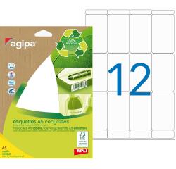Etiquettes adresses multi-usages recyclées 56 x 34 mm Agipa - Pochette de 168