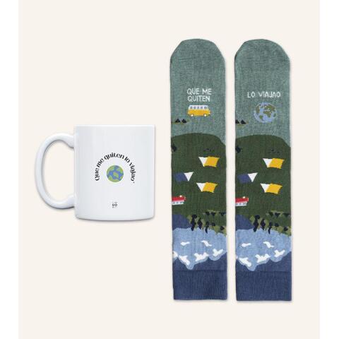 Kit Taza + Calcetines "Que me quiten lo viajao" talla 42-46