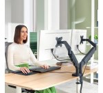 Brazo para monitor dual Ergo SpaceSaving, gris oscuro
