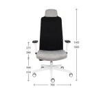 Ergonomischer Bürostuhl MIKE B, Stoff und Netz, mit 1D-Armlehnen und Kopfstütze, synchroner Mechanismus, schwarze Füße