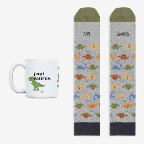 Kit Taza + Calcetines "Papisaurus" talla 42-46
